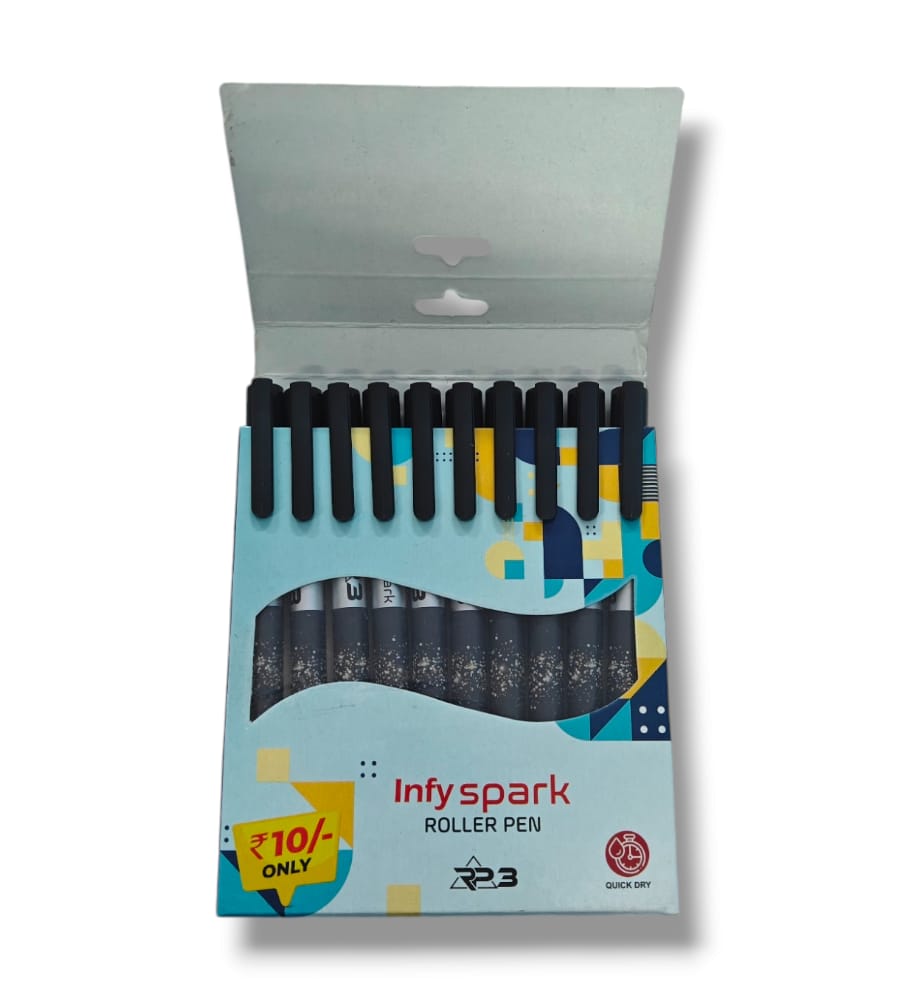 Infy Spark Roller Ball Pen 0.6mm - Black Ink (Pack of 5)